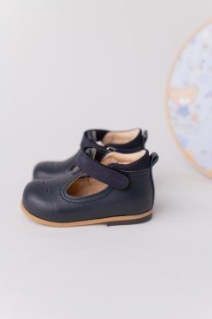Handmade-First Step Children's Shoes Navy Leather