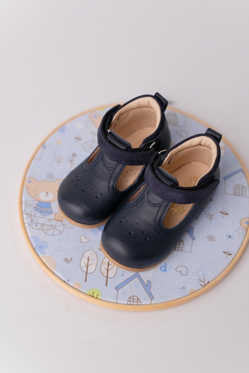Handmade-First Step Children's Shoes Navy Leather