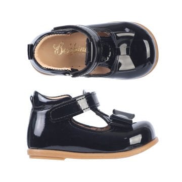 Angel-Siyah Fiyonklu Kız Çocuk İlk Adım Ayakkabı