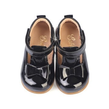 Angel-Siyah Fiyonklu Kız Çocuk İlk Adım Ayakkabı
