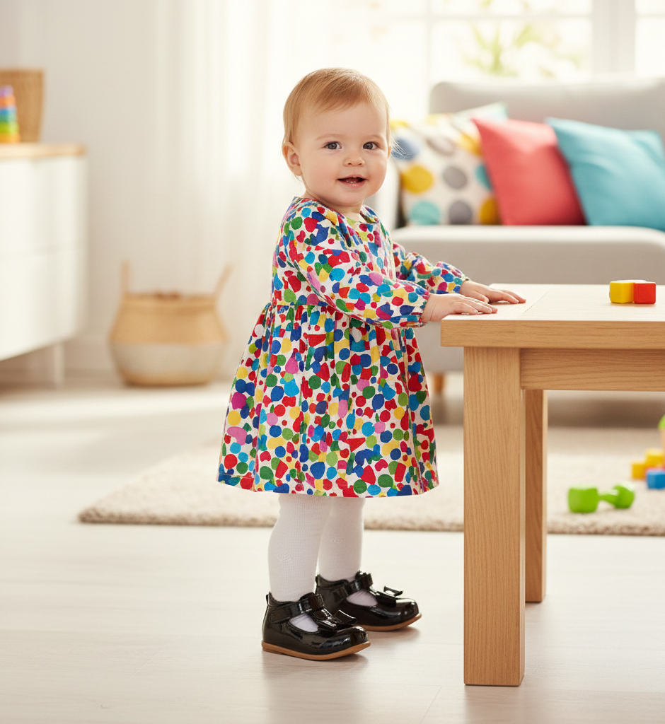 Angel-Siyah Fiyonklu Kız Çocuk İlk Adım Ayakkabı