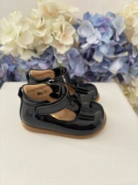 Angel-Siyah Fiyonklu Kız Çocuk İlk Adım Ayakkabı