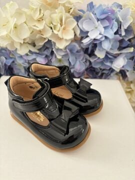 Angel-Siyah Fiyonklu Kız Çocuk İlk Adım Ayakkabı