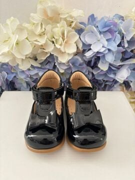 Angel-Siyah Fiyonklu Kız Çocuk İlk Adım Ayakkabı