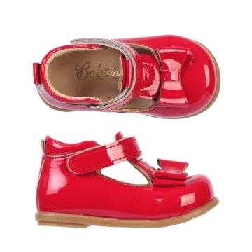 Angel Kırmızı Fiyonklu Kız Çocuk İlk Adım Ayakkabı