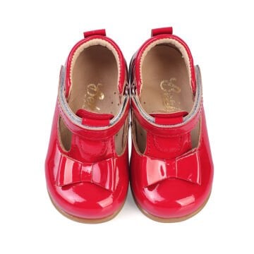 Angel-Kırmızı Fiyonklu Kız Çocuk İlk Adım Ayakkabı