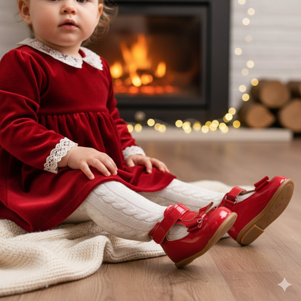 Angel-Kırmızı Fiyonklu Kız Çocuk İlk Adım Ayakkabı