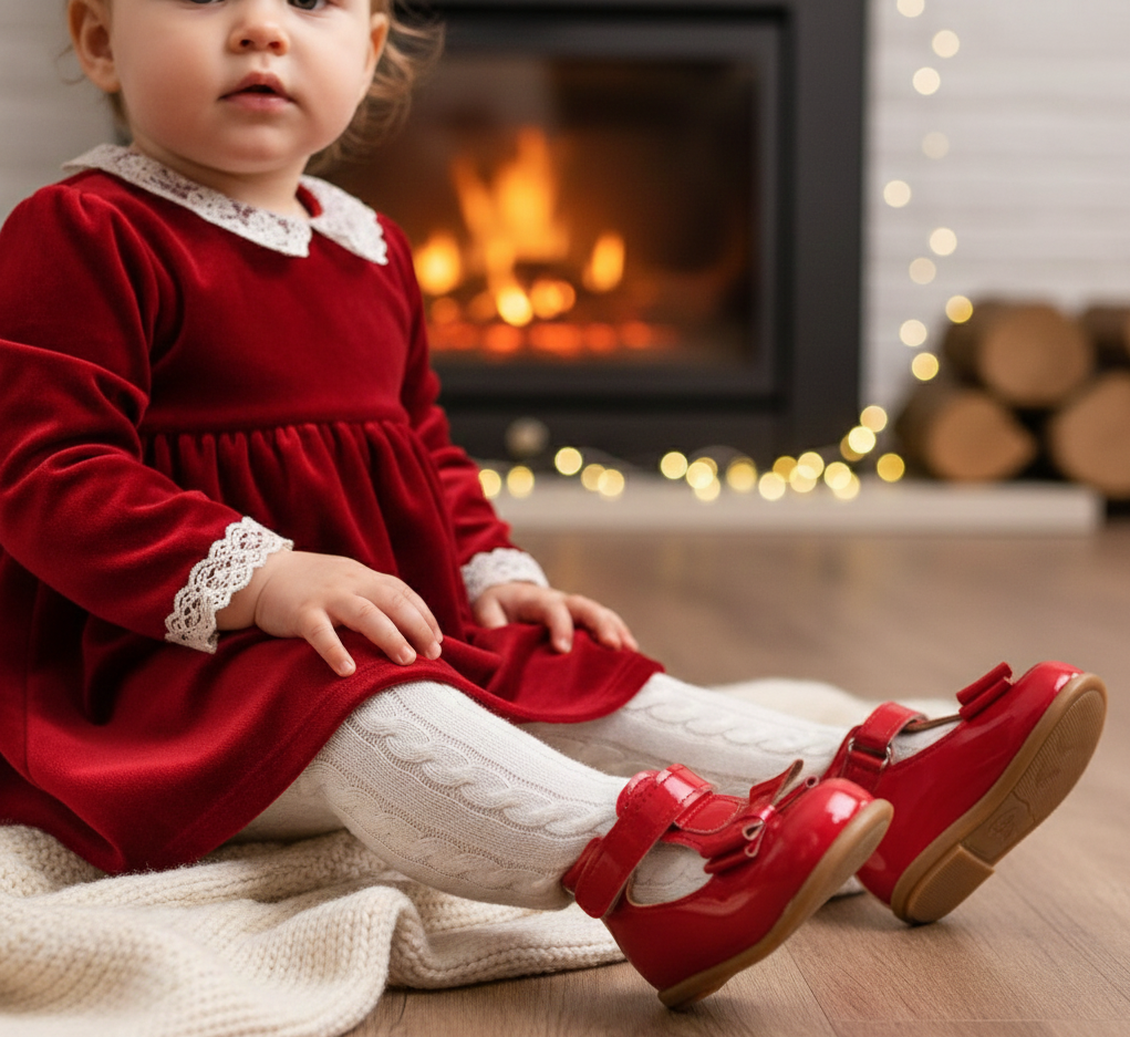 Angel-Kırmızı Fiyonklu Kız Çocuk İlk Adım Ayakkabı