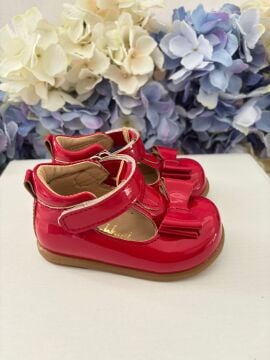 Angel-Kırmızı Fiyonklu Kız Çocuk İlk Adım Ayakkabı