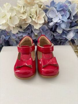 Angel-Kırmızı Fiyonklu Kız Çocuk İlk Adım Ayakkabı