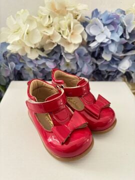 Angel-Kırmızı Fiyonklu Kız Çocuk İlk Adım Ayakkabı