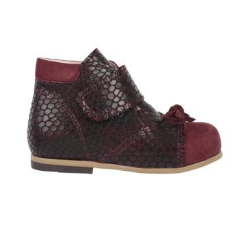 100% Handmade - Bordeaux Leather Girl's Boat