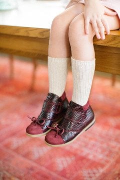 100% Handmade - Bordeaux Leather Girl's Boat