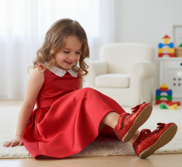 Chloe Özel Gün Kırmızı Pullu Vegan Kız Çocuk Babet