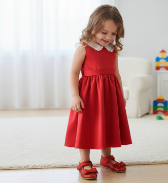 Chloe Özel Gün Kırmızı Pullu Vegan Kız Çocuk Babet