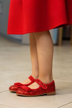 Chloe Özel Gün Kırmızı Pullu Vegan Kız Çocuk Babet