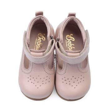 %100 El Yapımı-Ortopedik Pudra Kız Çocuk İlk Adım Ayakkabı