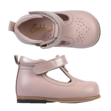 %100 El Yapımı Ortopedik Pudra Kız Çocuk İlk Adım Ayakkabı