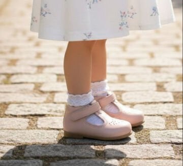 %100 El Yapımı-Ortopedik Pudra Kız Çocuk İlk Adım Ayakkabı