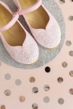 Love-Özel Gün Pembe Pullu Vegan Kız Çocuk Babet