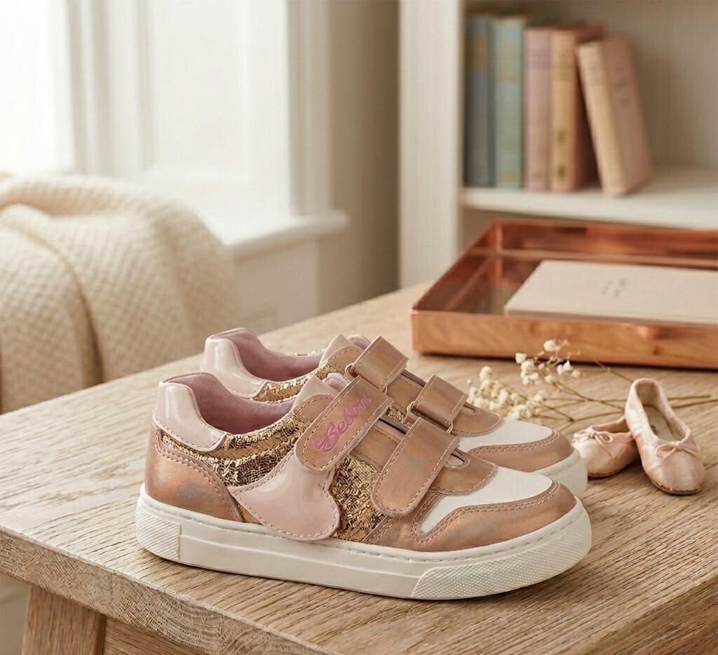 Luna Bronz Işıltılı Kalpli Kız Çocuk Sneaker Spor Ayakkabı