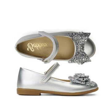 Linda Fiyonklu Özel Gün Gümüş Vegan Kız Çocuk Babet