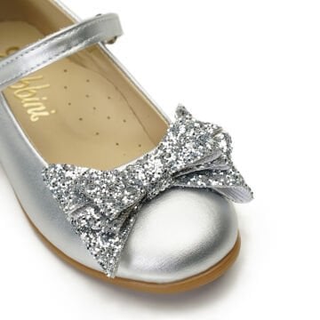 Linda Fiyonklu Özel Gün Gümüş Vegan Kız Çocuk Babet