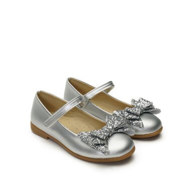 Linda-  Fiyonklu Özel Gün Gümüş Vegan Kız Çocuk Babet