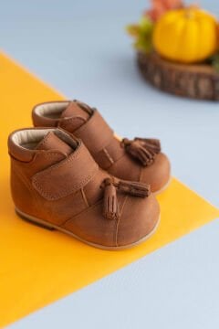 Taba Deri Püsküllü İlk Adım Çocuk Botu