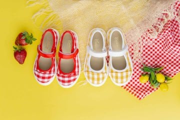 Berry Sarı Keten Kareli Kız Çocuk Babet