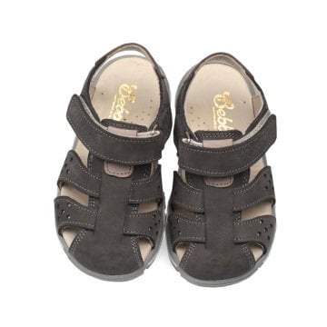 Antrasit Hakiki Deri Erkek Çocuk Sandalet