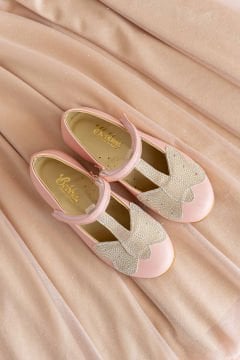 Mariposa-Kelebekli Pembe Vegan Kız Çocuk Babet