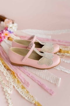 Mariposa-Kelebekli Pembe Vegan Kız Çocuk Babet