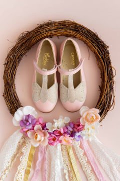 Mariposa-Kelebekli Pembe Vegan Kız Çocuk Babet