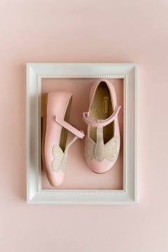 Mariposa-Kelebekli Pembe Vegan Kız Çocuk Babet