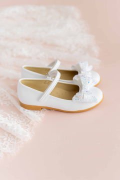 Linda- Fiyonklu Özel Gün Beyaz Vegan Kız Çocuk Babet