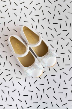 Linda Fiyonklu Özel Gün Beyaz Vegan Kız Çocuk Babet