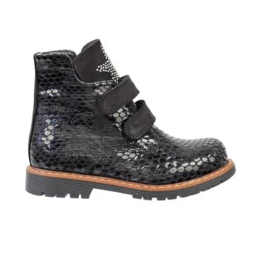 Stary - Siyah Yıldızlı Hakiki Deri Çocuk Bot