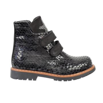 Stary - Siyah Yıldızlı Hakiki Deri Çocuk Bot