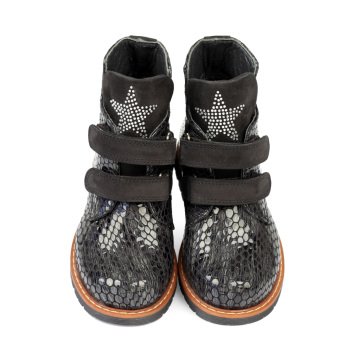 Stary - Siyah Yıldızlı Hakiki Deri Çocuk Bot