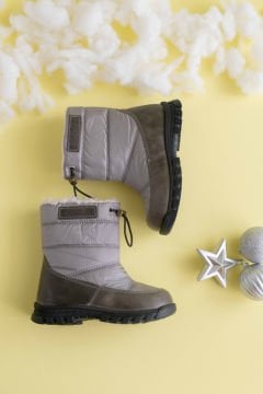Kürklü Suya Dayanıklı Gri Çocuk Çizmesi