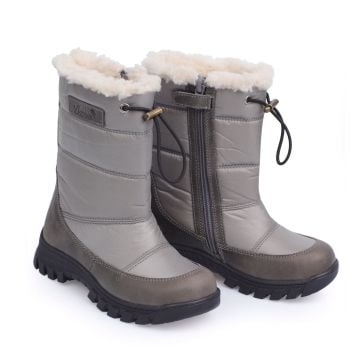 Kürklü Suya Dayanıklı Gri Çocuk Çizmesi