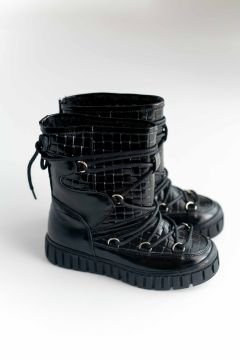 Kürklü - Suya Dayanıklı Siyah Kız Çocuk Çizmesi