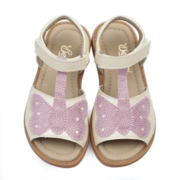 Mariposa-Kelebekli Ekru Vegan Kız Çocuk Sandalet