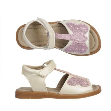 Mariposa-Kelebekli Ekru Vegan Kız Çocuk Sandalet
