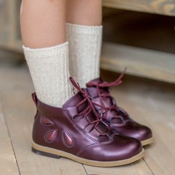 Drop-Bordeaux Zippered Girl's Boat