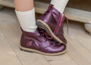 Drop-Bordeaux Zippered Girl's Boat