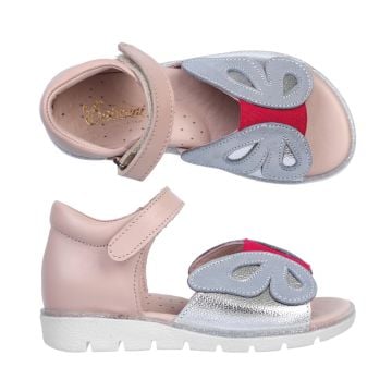 Kelebekli Hakiki Deri Kız Çocuk Sandalet