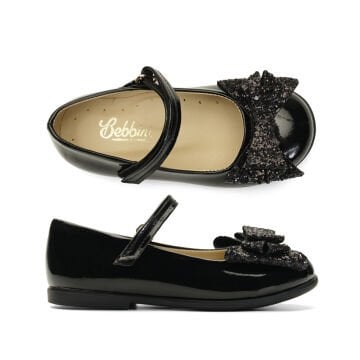 Linda-Fiyonklu Özel Gün Siyah Vegan Kız Çocuk Babet