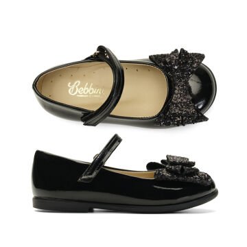 Linda-Fiyonklu Özel Gün Siyah Vegan Kız Çocuk Babet